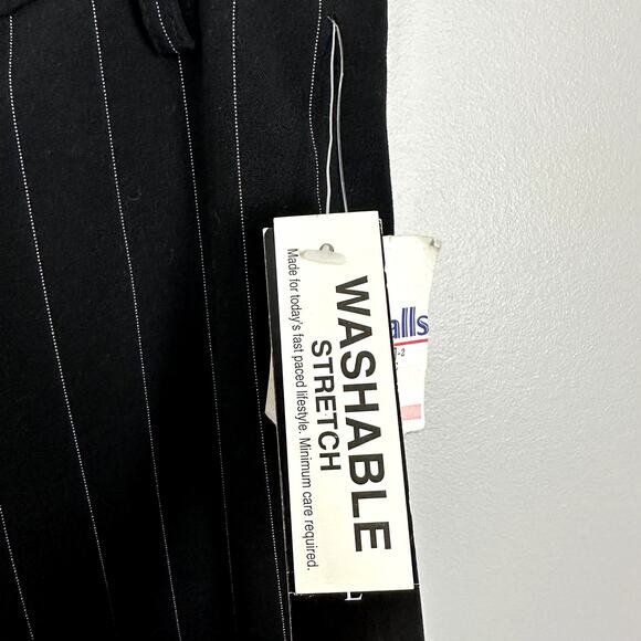 Y2K Larry Levine Black Pinstripe Silver Chain Belted Trousers Deadstock NWT 10 - Picture 9 of 10